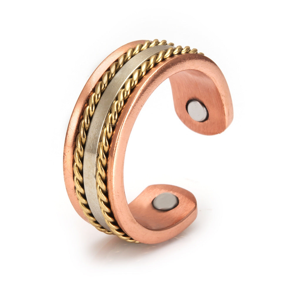 Magnetic Red Copper Adjustable Ring & Bracelet Set