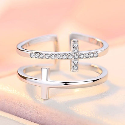 Copper Zircon Double Cross Ring